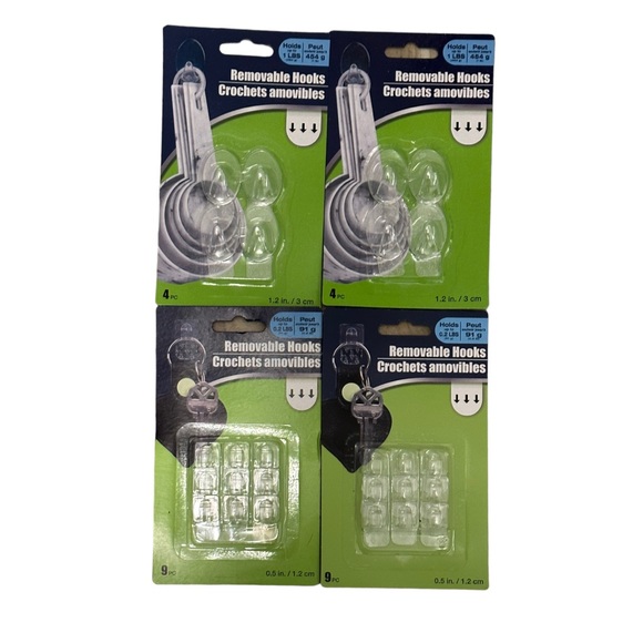 4 Pack Variety Clear Adhesive Removable Wall Hanger Hooks NWT - Picture 3 of 8
